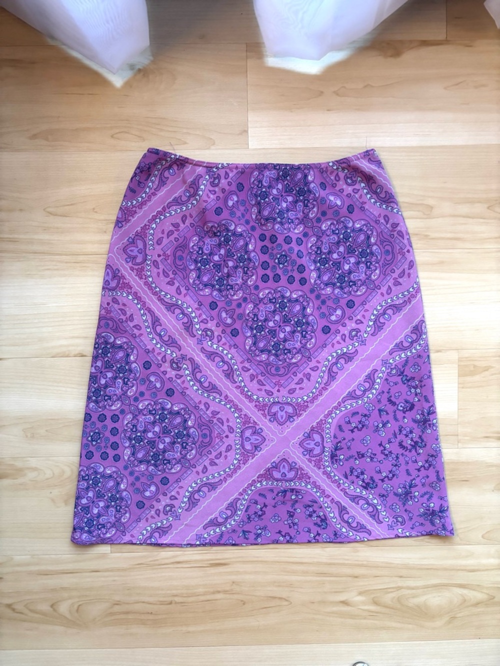Vintage Suzy Shier Pink Purple Paisley Midi Skirt